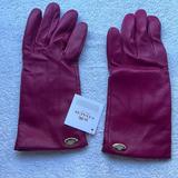 Coach Accessories | Coach Leather Gloves | Color: Purple/Red | Size: Os
