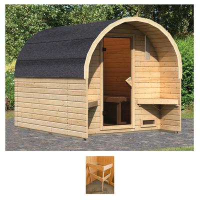 Fasssauna KARIBU "Fasshaus 2", beige (naturbelassen), ohne Ofen, (ohne Ofen), Saunen, ohne Ofen