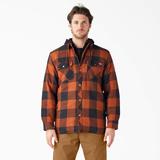 Dickies Men's Flannel Hooded Shirt Jacket - Gingerbread Buffalo Plaid Size 2Xl (TJ201)