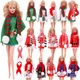 Vêtements de poupées de noël pour barbie pull + écharpe accessoires de poupées rouge pour BJD et