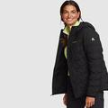 Eddie Bauer Women's MicroTherm FreeFuse Stretch Down Hooded Puffer Jacket - Black - Size M