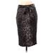 Halogen Casual Midi Skirt Calf Length: Black Snake Print Bottoms - Women's Size X-Small