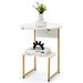 Everly Quinn Sled End Table w/ Storage Marble Look in Gray/White | 24 H x 19.5 W x 13.5 D in | Wayfair 89BAF9D743A14FD5AB7503817FC42317