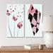 Ebern Designs Retro Abstract Colorful Geometric Designs VIII - 2 Piece Print Set Canvas in Black/Pink/White | 20 H x 24 W x 1 D in | Wayfair