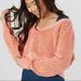 Free People Sweaters | Free People Hot Tropics Fuzzy V-Neck Sweater M | Color: Orange | Size: M