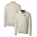 Men's Cutter & Buck Oatmeal Virginia Cavaliers Vintage Lakemont Tri-Blend Big Tall Quarter-Zip Pullover Sweater
