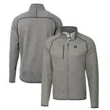 Men's Cutter & Buck Heather Gray Michigan Wolverines Mainsail Sweater-Knit Big Tall Full-Zip Jacket