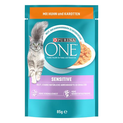 48x 85g Sensitive mit Huhn & Karotten PURINA ONE Katzenfutter nass