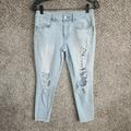 American Eagle Outfitters Jeans | American Eagle Womens 6 Long Jegging Distressed Light Wash Super Stretch Cropped | Color: Blue | Size: 6