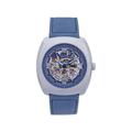 Heritor Automatic Gatling Skeletonized Leather-Band Watch Silver/Navy One Size HERHS2301