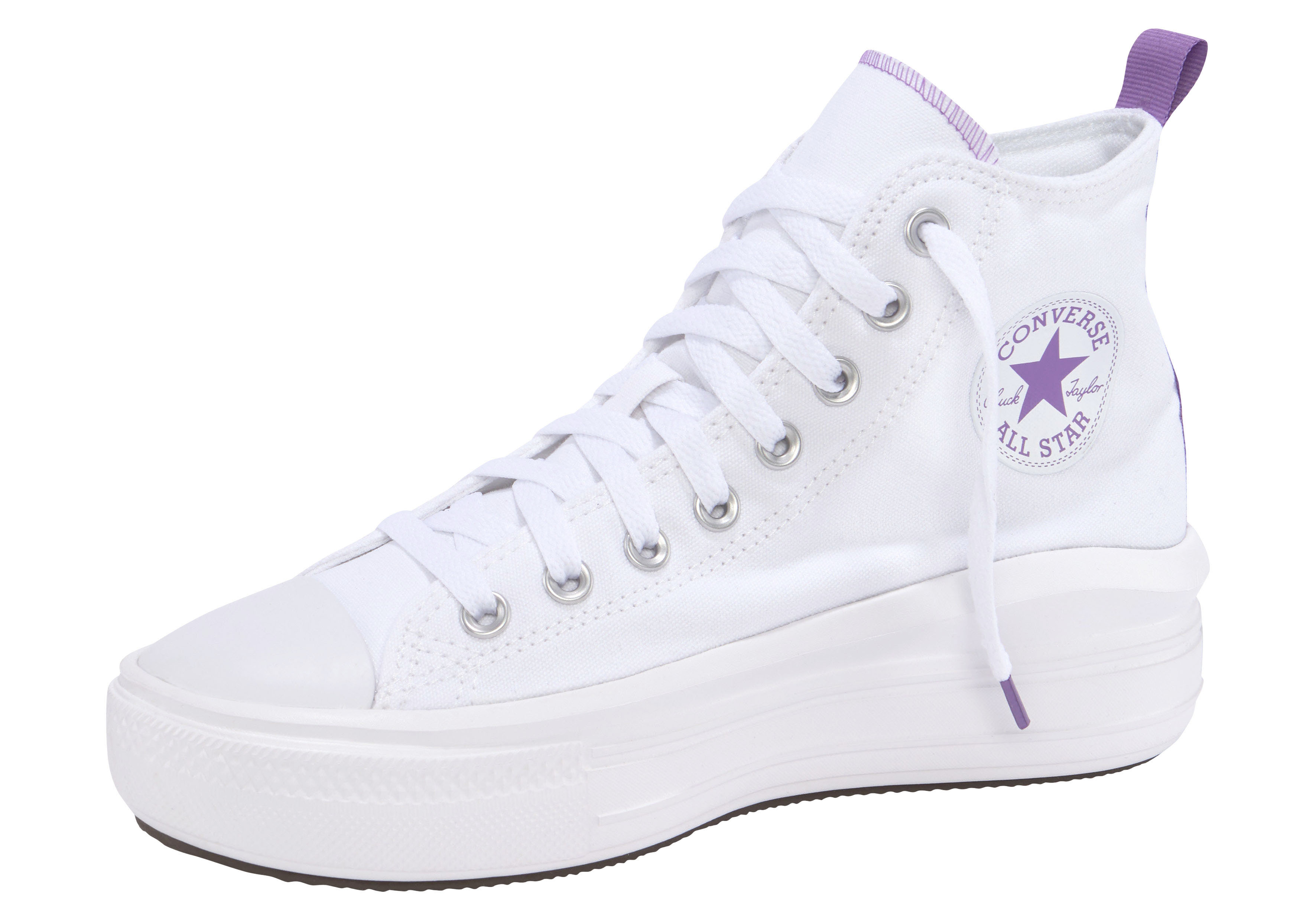 Plateausneaker CONVERSE "CHUCK TAYLOR ALL STAR MOVE CANVAS PLATFORM HI", Mädchen, Gr. 38,5, weiß, Textil, Schuhe Plateausneaker