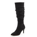 Reißverschlussstiefel LASCANA Gr. 38, schwarz Damen Schuhe High Heels mit modischer Raffung, Langschaft, High-Heel Stiefelette,Slouchy Boots