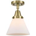 Caden Cone 8" LED Flush Mount - Antique Brass - Matte White Shade