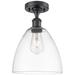 Bristol Glass 9" LED Semi-Flush Mount - Matte Black - Clear Shade