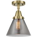 Caden Cone 8" LED Flush Mount - Antique Brass - Plated Smoke Shade