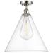 Berkshire 16" LED Semi-Flush Mount - Polished Nickel - Clear Shade