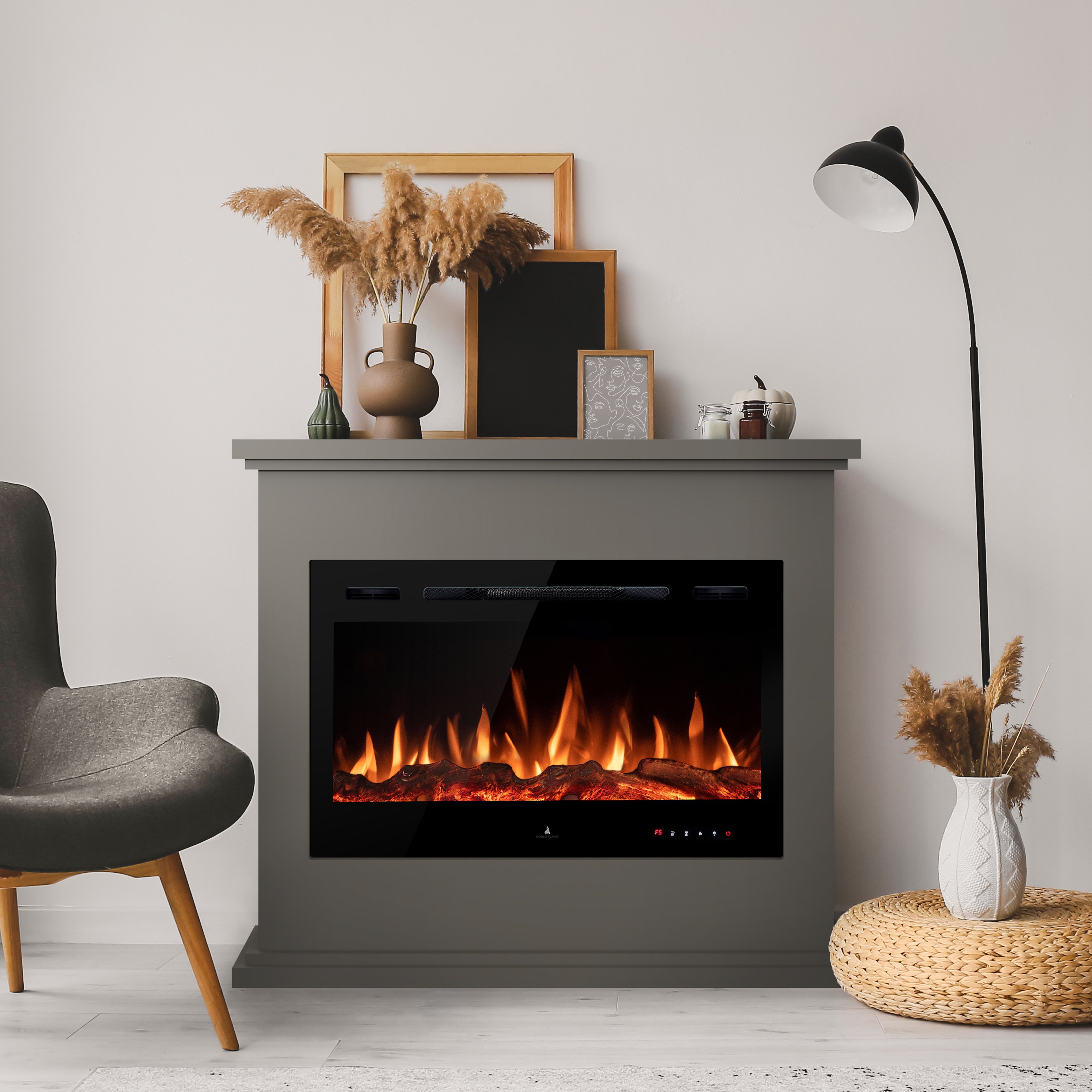 Noble Flame FERRARA [Elektro Standkamin]: Quarzgrau