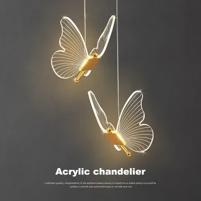 Panoch-Lustre papillon en acrylique lampes suspendues lustre pour décoration de chambre lustre