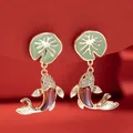 Boucles d'oreilles carpe de style chinois pour femmes et filles boucles d'oreilles Koi rouges