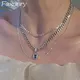 FOXANRY étincelant Zircons épais chaîne collier pour femmes Couples nouveau à la mode élégant