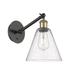 Beachcrest Home™ Shauna 1 - Light Dimmable Armed Sconce Glass/Metal in Yellow/Black | 13.75 H x 8 W x 14 D in | Wayfair