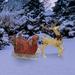 Joiedomi Gold and Red Fabric 5Ft Reindeer and 3Ft Sleigh w/Warm White LED Lights (Set of 2), Indoor Outdoor Christmas Decoration