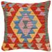 Boho Chic Janey Turkish Hand-Woven Kilim Pillow - 18'' x 18''