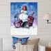 The Holiday Aisle® Christmas Snowman Playing Drumset - Traditional Canvas Wall Decor Metal in Blue/Red | 32 H x 16 W x 1 D in | Wayfair