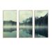 Millwood Pines Lake Herbert In Foggy Morning - Sea & Shore Framed Canvas Wall Art Set Of 3 Metal in Black/Gray/White | 32 H x 48 W x 1 D in | Wayfair