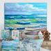 Highland Dunes Blue Ocean Waves Scenery V - Nautical & Coastal Canvas Wall Decor Canvas in Blue/Brown/Green | 12 H x 20 W x 1 D in | Wayfair