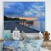 Highland Dunes Wood Bridge Path At Beach - Nautical & Coastal Canvas Wall Decor Canvas in Blue | 34 H x 44 W x 1.5 D in | Wayfair