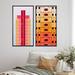 George Oliver Retro Geometrics in Bright Vintage Colors I - 2 Piece Painting Set Metal in Pink/Red/Yellow | 40 H x 40 W x 1.5 D in | Wayfair