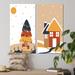 The Holiday Aisle® Christimas Scene in Retro Colors I - 2 Piece Graphic Art Set Metal in Brown/Yellow | 32 H x 32 W x 1 D in | Wayfair