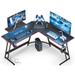 Inbox Zero Keira-Marie 51" LED L-Shaped Gaming Desk w/ Monitor Stand & Charging Port Wood/Metal in Black/Brown/Gray | Wayfair