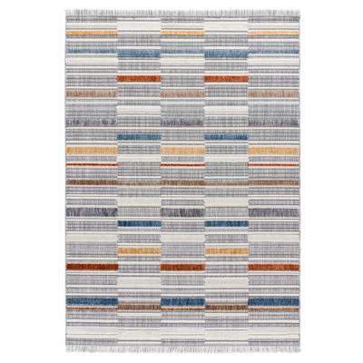 Tapis géométrique avec relief et franges, multicolore, 136X200 cm