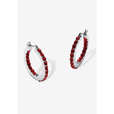 Women's Birthstone Inside-Out Hoop Earrings In Silvertone (31Mm) by PalmBeach Jewelry in July