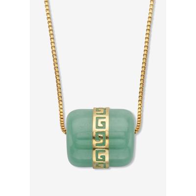 Women's Genuine Green Jade Greek Key Pendant Neckl...