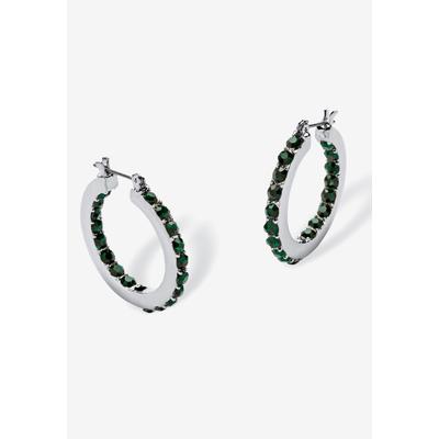 Women's Birthstone Inside-Out Hoop Earrings In Silvertone (31Mm) by PalmBeach Jewelry in May