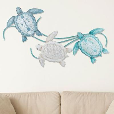 Sea Turtle Trio Wall Art Blue , Blue