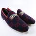 Gucci Shoes | Jordaan Gg Print Horsebit Classic Women Wool Navy Red Flannel Loafers D098 | Color: Blue/Red | Size: Eu 37.5