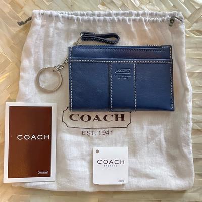 Coach Bags | New Coach Navy Blue Leather Classic Mini Skinny Zip Card Case | Color: Blue | Size: Os