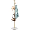 ZOZOE Coat Rack, Metal Coat Rack Freestanding Satin Steel with Heavy Stable Marble Base, Gold Coat Rack Stand 67’’ with 8 Hooks for Hanging Clothes, Bags, Hats, Accessories