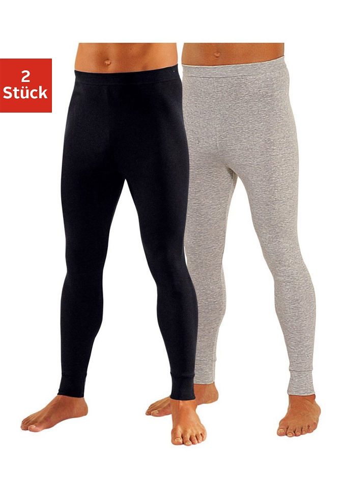 Lange Unterhose CLIPPER, Herren, Gr. 7, schwarz (schwarz, beige, meliert), Feinripp, Obermaterial: 100% Baumwolle, meliert, unifarben, eng, Unterhosen, aus weichem Single Jersey Image