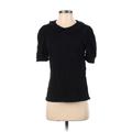 Ann Taylor LOFT Outlet Short Sleeve Top Black Solid High Neck Tops - Women's Size Small