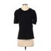 Ann Taylor LOFT Outlet Short Sleeve Top Black Solid High Neck Tops - Women's Size Small