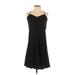 Ann Taylor LOFT Casual Dress - A-Line V Neck Sleeveless: Black Solid Dresses - Women's Size 00 Petite