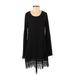 TOBI Casual Dress - A-Line Scoop Neck Long sleeves: Black Solid Dresses - Women's Size X-Small