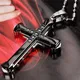 FSUNION-Pendentif croix de Jésus en cristal pour homme acier inoxydable or noir bleu document
