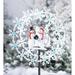 Plow & Hearth Holiday Snowman Wind Spinner w/ Snowflakes Garden Stake Metal in Blue/White | 75.75 H x 11.5 W x 24 D in | Wayfair 55301