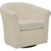 Barrel Chair - Mercury Row® Anstett 30.5" Wide Polyester Swivel Barrel Chair Wood/Fabric in White/Brown | 30 H x 30.5 W x 27 D in | Wayfair